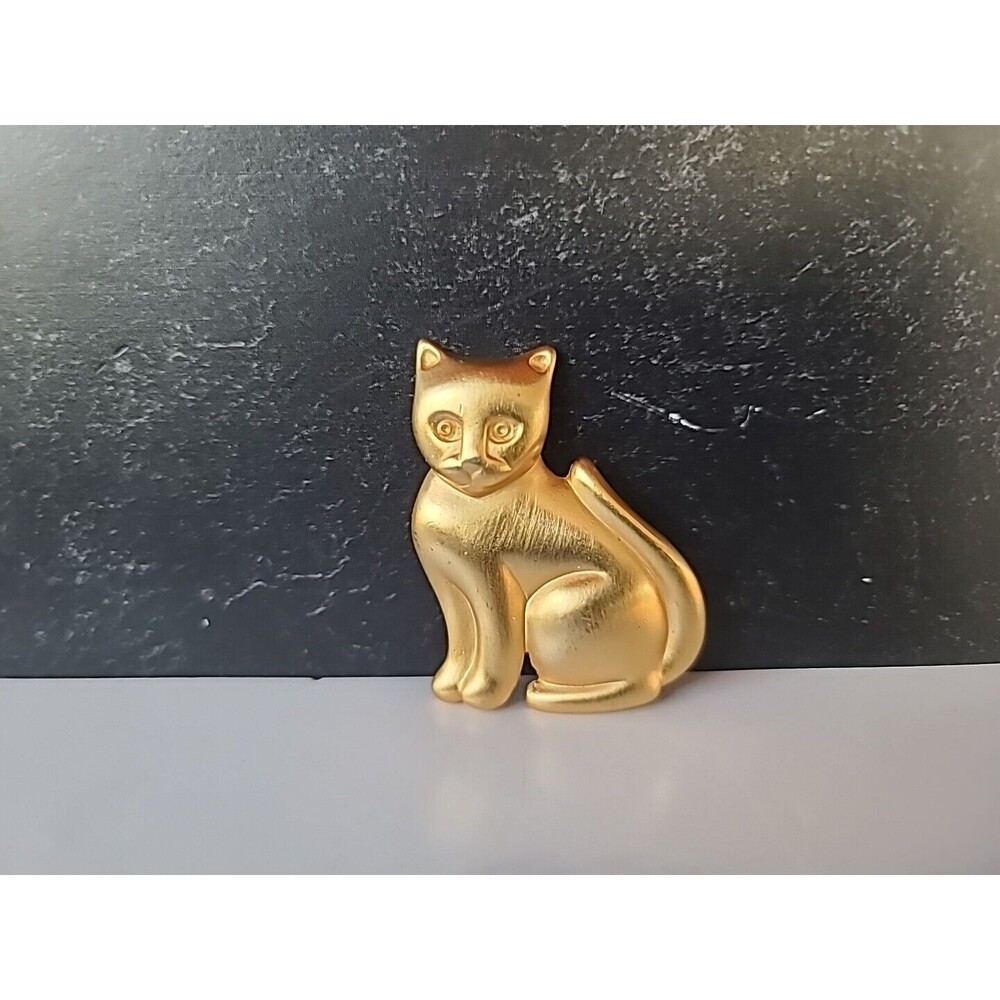Vintage Cat Gold Tone Brooch